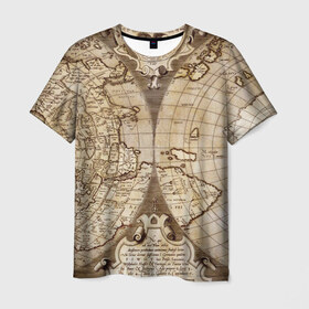 Мужская футболка 3D с принтом Карта 12 в Екатеринбурге, 100% полиэфир | прямой крой, круглый вырез горловины, длина до линии бедер | map | world | карта | мир