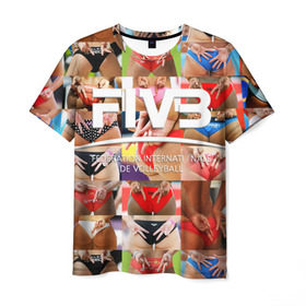 Мужская футболка 3D с принтом Волейбол 1 в Екатеринбурге, 100% полиэфир | прямой крой, круглый вырез горловины, длина до линии бедер | Тематика изображения на принте: fiv3 | volleyball | волейбол