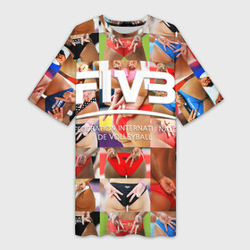 Платье-футболка 3D с принтом Волейбол 1 в Екатеринбурге,  |  | fiv3 | volleyball | волейбол