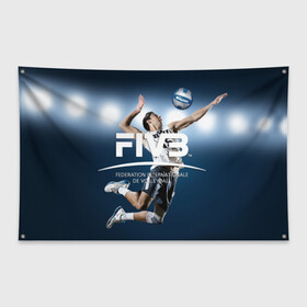 Флаг-баннер с принтом Волейбол 4 в Екатеринбурге, 100% полиэстер | размер 67 х 109 см, плотность ткани — 95 г/м2; по краям флага есть четыре люверса для крепления | fiv3 | volleyball | волейбол