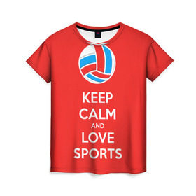 Женская футболка 3D с принтом Волейбол 5 в Екатеринбурге, 100% полиэфир ( синтетическое хлопкоподобное полотно) | прямой крой, круглый вырез горловины, длина до линии бедер | keep calm | volleyball | волейбол
