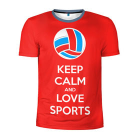 Мужская футболка 3D спортивная с принтом Волейбол 5 в Екатеринбурге, 100% полиэстер с улучшенными характеристиками | приталенный силуэт, круглая горловина, широкие плечи, сужается к линии бедра | keep calm | volleyball | волейбол