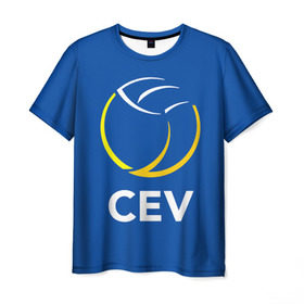 Мужская футболка 3D с принтом Волейбол 19 в Екатеринбурге, 100% полиэфир | прямой крой, круглый вырез горловины, длина до линии бедер | cev | volleyball | волейбол