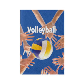 Обложка для паспорта матовая кожа с принтом Волейбол 24 в Екатеринбурге, натуральная матовая кожа | размер 19,3 х 13,7 см; прозрачные пластиковые крепления | Тематика изображения на принте: volleyball | волейбол