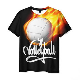 Мужская футболка 3D с принтом Волейбол 28 в Екатеринбурге, 100% полиэфир | прямой крой, круглый вырез горловины, длина до линии бедер | volleyball | волейбол