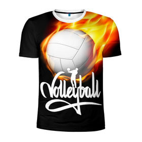 Мужская футболка 3D спортивная с принтом Волейбол 28 в Екатеринбурге, 100% полиэстер с улучшенными характеристиками | приталенный силуэт, круглая горловина, широкие плечи, сужается к линии бедра | volleyball | волейбол