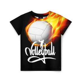 Детская футболка 3D с принтом Волейбол 28 в Екатеринбурге, 100% гипоаллергенный полиэфир | прямой крой, круглый вырез горловины, длина до линии бедер, чуть спущенное плечо, ткань немного тянется | volleyball | волейбол
