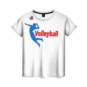 Женская футболка 3D с принтом Волейбол 31 в Екатеринбурге, 100% полиэфир ( синтетическое хлопкоподобное полотно) | прямой крой, круглый вырез горловины, длина до линии бедер | volleyball | волейбол