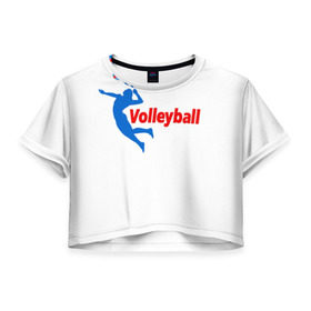 Женская футболка 3D укороченная с принтом Волейбол 31 в Екатеринбурге, 100% полиэстер | круглая горловина, длина футболки до линии талии, рукава с отворотами | volleyball | волейбол
