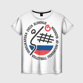 Женская футболка 3D с принтом Волейбол 43 в Екатеринбурге, 100% полиэфир ( синтетическое хлопкоподобное полотно) | прямой крой, круглый вырез горловины, длина до линии бедер | 