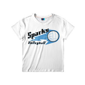 Детская футболка 3D с принтом Волейбол 50 в Екатеринбурге, 100% гипоаллергенный полиэфир | прямой крой, круглый вырез горловины, длина до линии бедер, чуть спущенное плечо, ткань немного тянется | sparks | volleyball | волейбол