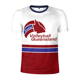 Мужская футболка 3D спортивная с принтом Волейбол 68 в Екатеринбурге, 100% полиэстер с улучшенными характеристиками | приталенный силуэт, круглая горловина, широкие плечи, сужается к линии бедра | premier | queensland | volleyball | волейбол