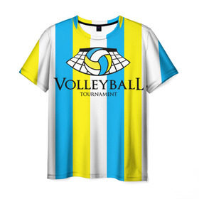 Мужская футболка 3D с принтом Волейбол 69 в Екатеринбурге, 100% полиэфир | прямой крой, круглый вырез горловины, длина до линии бедер | tournament | volleyball | волейбол
