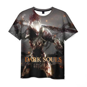 Мужская футболка 3D с принтом Dark Souls 8 в Екатеринбурге, 100% полиэфир | прямой крой, круглый вырез горловины, длина до линии бедер | dark souls | praise the sun | you died | дарк соулс