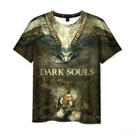 Мужская футболка 3D с принтом Dark Souls 12 в Екатеринбурге, 100% полиэфир | прямой крой, круглый вырез горловины, длина до линии бедер | dark souls | praise the sun | you died | дарк соулс