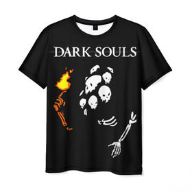 Мужская футболка 3D с принтом Dark Souls 13 в Екатеринбурге, 100% полиэфир | прямой крой, круглый вырез горловины, длина до линии бедер | dark souls | praise the sun | you died | дарк соулс