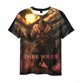Мужская футболка 3D с принтом Dark Souls 18 в Екатеринбурге, 100% полиэфир | прямой крой, круглый вырез горловины, длина до линии бедер | dark souls | praise the sun | you died | дарк соулс
