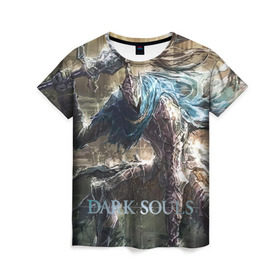 Женская футболка 3D с принтом Dark Souls 20 в Екатеринбурге, 100% полиэфир ( синтетическое хлопкоподобное полотно) | прямой крой, круглый вырез горловины, длина до линии бедер | dark souls | praise the sun | you died | дарк соулс