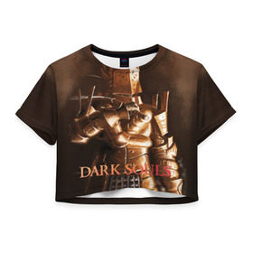 Женская футболка 3D укороченная с принтом Dark Souls 23 в Екатеринбурге, 100% полиэстер | круглая горловина, длина футболки до линии талии, рукава с отворотами | dark souls | praise the sun | you died | дарк соулс