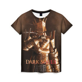 Женская футболка 3D с принтом Dark Souls 23 в Екатеринбурге, 100% полиэфир ( синтетическое хлопкоподобное полотно) | прямой крой, круглый вырез горловины, длина до линии бедер | dark souls | praise the sun | you died | дарк соулс