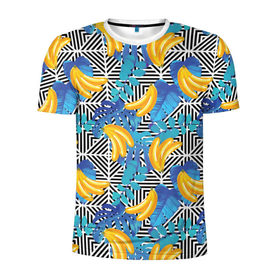 Мужская футболка 3D спортивная с принтом Banana pattern в Екатеринбурге, 100% полиэстер с улучшенными характеристиками | приталенный силуэт, круглая горловина, широкие плечи, сужается к линии бедра | banana