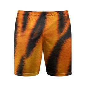 Мужские шорты 3D спортивные с принтом Шкура тигра в Екатеринбурге,  |  | кошка | полосатая | текстуры | тигр