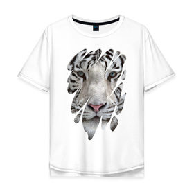 Мужская футболка хлопок Oversize с принтом Бенгальский тигр в Екатеринбурге, 100% хлопок | свободный крой, круглый ворот, “спинка” длиннее передней части | 