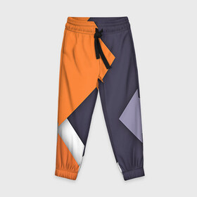 Детские брюки 3D с принтом Geometriya в Екатеринбурге, 100% полиэстер | манжеты по низу, эластичный пояс регулируется шнурком, по бокам два кармана без застежек, внутренняя часть кармана из мелкой сетки | оранжевый | серый