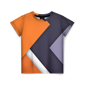 Детская футболка 3D с принтом Geometriya в Екатеринбурге, 100% гипоаллергенный полиэфир | прямой крой, круглый вырез горловины, длина до линии бедер, чуть спущенное плечо, ткань немного тянется | оранжевый | серый