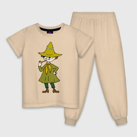 Детская пижама хлопок с принтом Снусмумрик в Екатеринбурге, 100% хлопок |  брюки и футболка прямого кроя, без карманов, на брюках мягкая резинка на поясе и по низу штанин
 | Тематика изображения на принте: муми тролль