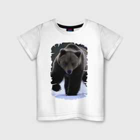 Детская футболка хлопок с принтом Русский медведь в Екатеринбурге, 100% хлопок | круглый вырез горловины, полуприлегающий силуэт, длина до линии бедер | берлога | животное | зверь | косолапый | медведь | мишка | потапыч | хищник | хозяин тайги