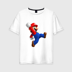 Женская футболка хлопок Oversize с принтом Марио в Екатеринбурге, 100% хлопок | свободный крой, круглый ворот, спущенный рукав, длина до линии бедер
 | nintendo | нинтендо
