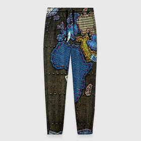 Мужские брюки 3D с принтом Мир джинс в Екатеринбурге, 100% полиэстер | манжеты по низу, эластичный пояс регулируется шнурком, по бокам два кармана без застежек, внутренняя часть кармана из мелкой сетки | земля | континенты | планета