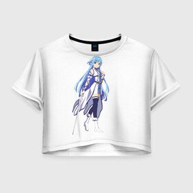 Женская футболка 3D укороченная с принтом Asada shino в Екатеринбурге, 100% полиэстер | круглая горловина, длина футболки до линии талии, рукава с отворотами | anime | асада | мастера меча онлайн