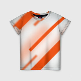 Детская футболка 3D с принтом Бело-оранжевый в Екатеринбурге, 100% гипоаллергенный полиэфир | прямой крой, круглый вырез горловины, длина до линии бедер, чуть спущенное плечо, ткань немного тянется | вектор1