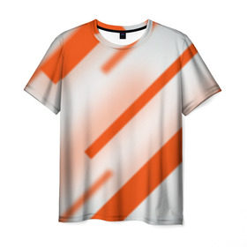 Мужская футболка 3D с принтом Бело-оранжевый в Екатеринбурге, 100% полиэфир | прямой крой, круглый вырез горловины, длина до линии бедер | вектор1