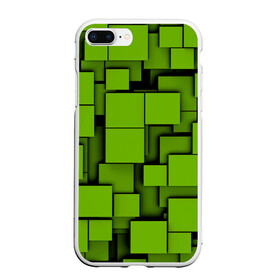 Чехол для iPhone 7Plus/8 Plus матовый с принтом Зеленые кубики в Екатеринбурге, Силикон | Область печати: задняя сторона чехла, без боковых панелей | кубы | текстура