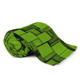 Плед 3D с принтом Зеленые кубики в Екатеринбурге, 100% полиэстер | закругленные углы, все края обработаны. Ткань не мнется и не растягивается | кубы | текстура