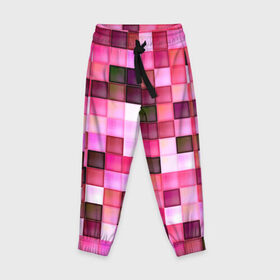 Детские брюки 3D с принтом Квадрат в Екатеринбурге, 100% полиэстер | манжеты по низу, эластичный пояс регулируется шнурком, по бокам два кармана без застежек, внутренняя часть кармана из мелкой сетки | мозаика | плитка | розовый