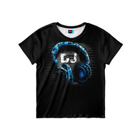 Детская футболка 3D с принтом DJ в Екатеринбурге, 100% гипоаллергенный полиэфир | прямой крой, круглый вырез горловины, длина до линии бедер, чуть спущенное плечо, ткань немного тянется | dj | music | диджей | клуб | музыка