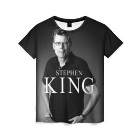 Женская футболка 3D с принтом Стивен Кинг в Екатеринбурге, 100% полиэфир ( синтетическое хлопкоподобное полотно) | прямой крой, круглый вырез горловины, длина до линии бедер | stephen king | стивен кинг