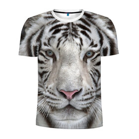 Мужская футболка 3D спортивная с принтом Бенгальский тигр в Екатеринбурге, 100% полиэстер с улучшенными характеристиками | приталенный силуэт, круглая горловина, широкие плечи, сужается к линии бедра | tiger | белый | дикая кошка | тигр | хищник
