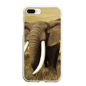 Чехол для iPhone 7Plus/8 Plus матовый с принтом Могучий слон в Екатеринбурге, Силикон | Область печати: задняя сторона чехла, без боковых панелей | elephant | африка | бивни | джунгли | мамонт | савана | сафари | слон | хобот