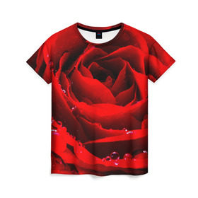 Женская футболка 3D с принтом Роза в Екатеринбурге, 100% полиэфир ( синтетическое хлопкоподобное полотно) | прямой крой, круглый вырез горловины, длина до линии бедер | роза | розовая | розы | романтика | цветы