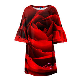Детское платье 3D с принтом Роза в Екатеринбурге, 100% полиэстер | прямой силуэт, чуть расширенный к низу. Круглая горловина, на рукавах — воланы | роза | розовая | розы | романтика | цветы