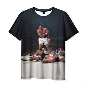 Мужская футболка 3D с принтом Muhammad Ali в Екатеринбурге, 100% полиэфир | прямой крой, круглый вырез горловины, длина до линии бедер | impossible is nothing | muhammad ali | бокс | боксёр | мохаммед али | спорт
