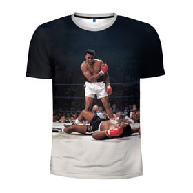 Мужская футболка 3D спортивная с принтом Muhammad Ali в Екатеринбурге, 100% полиэстер с улучшенными характеристиками | приталенный силуэт, круглая горловина, широкие плечи, сужается к линии бедра | impossible is nothing | muhammad ali | бокс | боксёр | мохаммед али | спорт