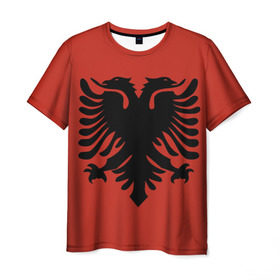 Мужская футболка 3D с принтом Сборная Албания в Екатеринбурге, 100% полиэфир | прямой крой, круглый вырез горловины, длина до линии бедер | футбол