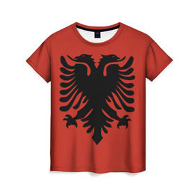 Женская футболка 3D с принтом Сборная Албания в Екатеринбурге, 100% полиэфир ( синтетическое хлопкоподобное полотно) | прямой крой, круглый вырез горловины, длина до линии бедер | Тематика изображения на принте: футбол