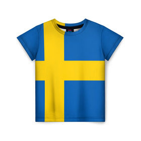 Детская футболка 3D с принтом Швеция в Екатеринбурге, 100% гипоаллергенный полиэфир | прямой крой, круглый вырез горловины, длина до линии бедер, чуть спущенное плечо, ткань немного тянется | сборная | футбол